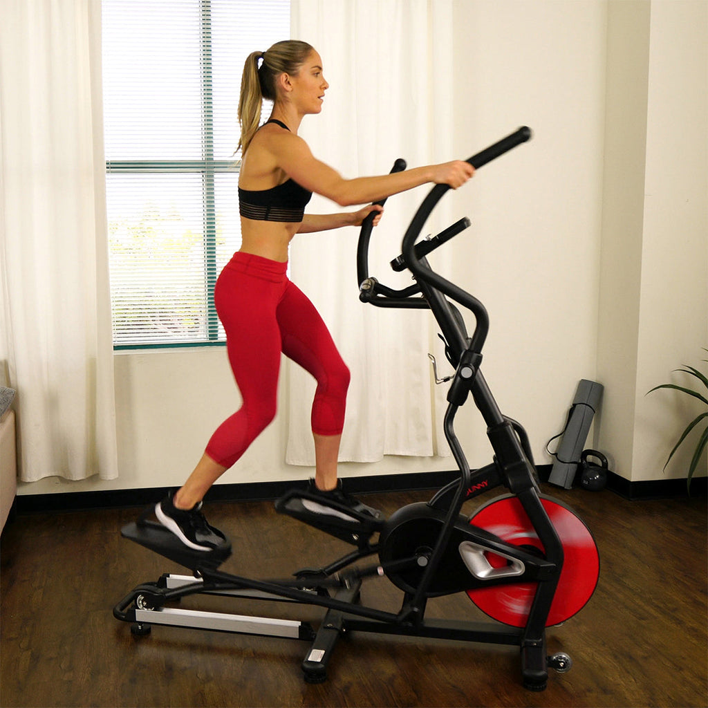 Magnetic Elliptical Machine w/ Device Holder, LCD Monitor and Heart Rate Monitoring - Stride Zone