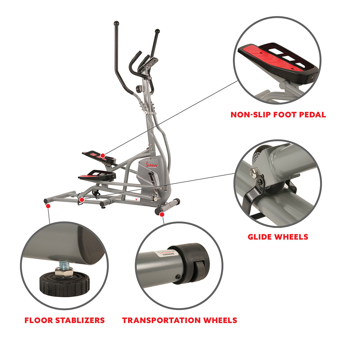 Magnetic Elliptical Trainer Elliptical Machine w/ Device Holder, LCD Monitor and Heart Rate Monitor
