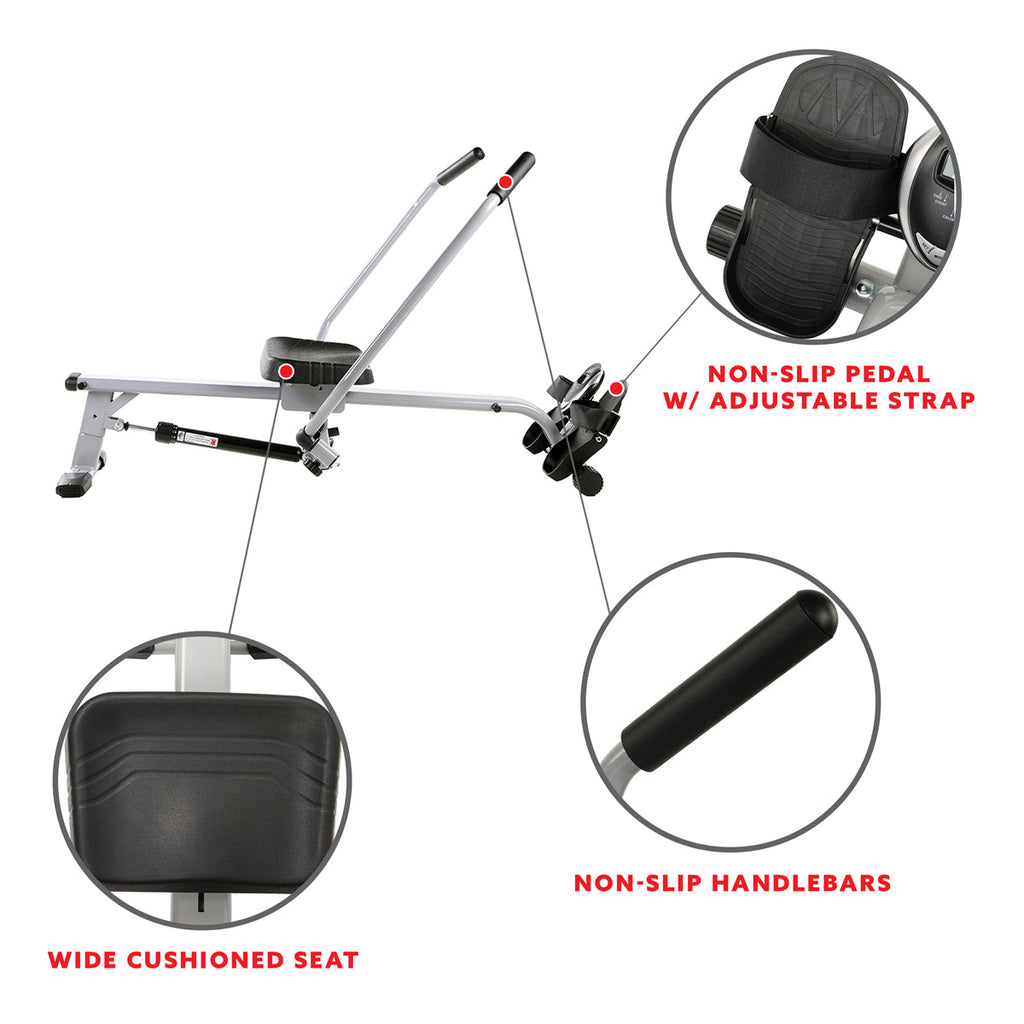 Full Motion Rowing Machine Rower w/ 350 lb Weight Capacity and LCD Monitor