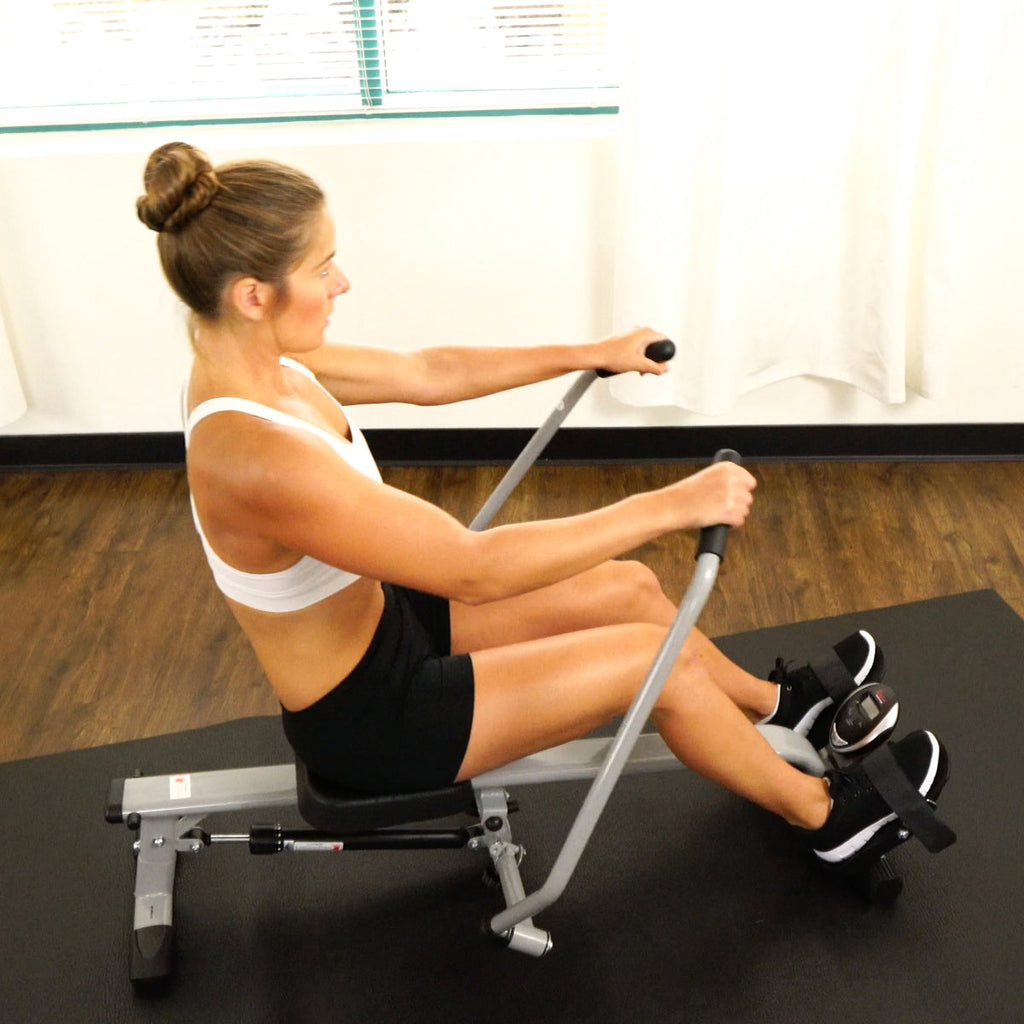 Full Motion Rowing Machine Rower w/ 350 lb Weight Capacity and LCD Monitor