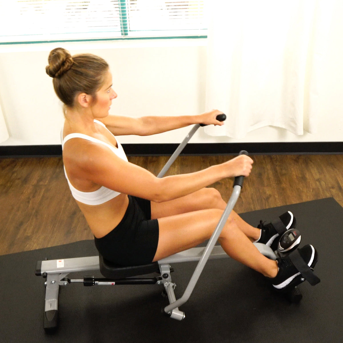Full Motion Rowing Machine Rower w/ 350 lb Weight Capacity and LCD Monitor