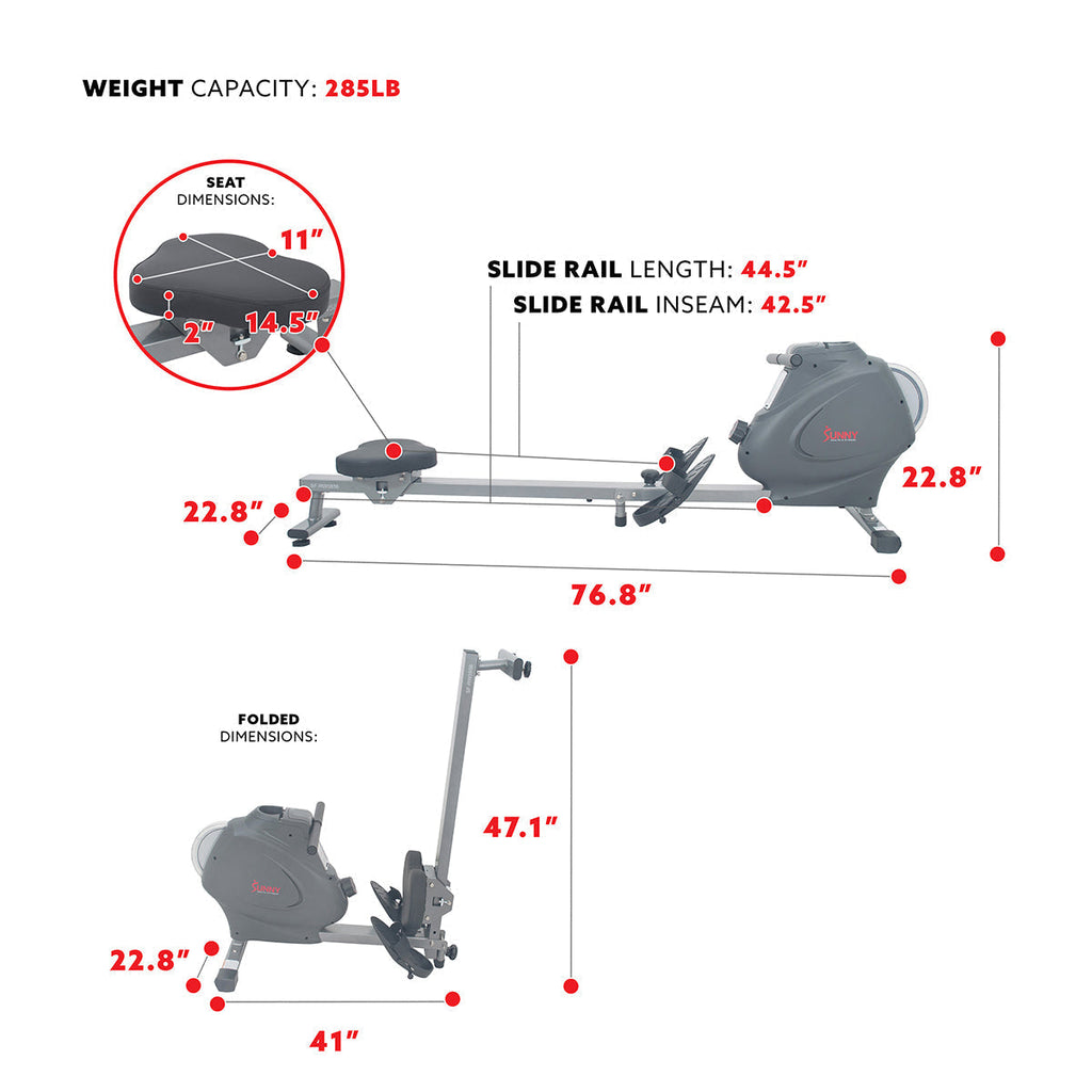 Magnetic Rowing Machine Rower, LCD Monitor w/Device Holder