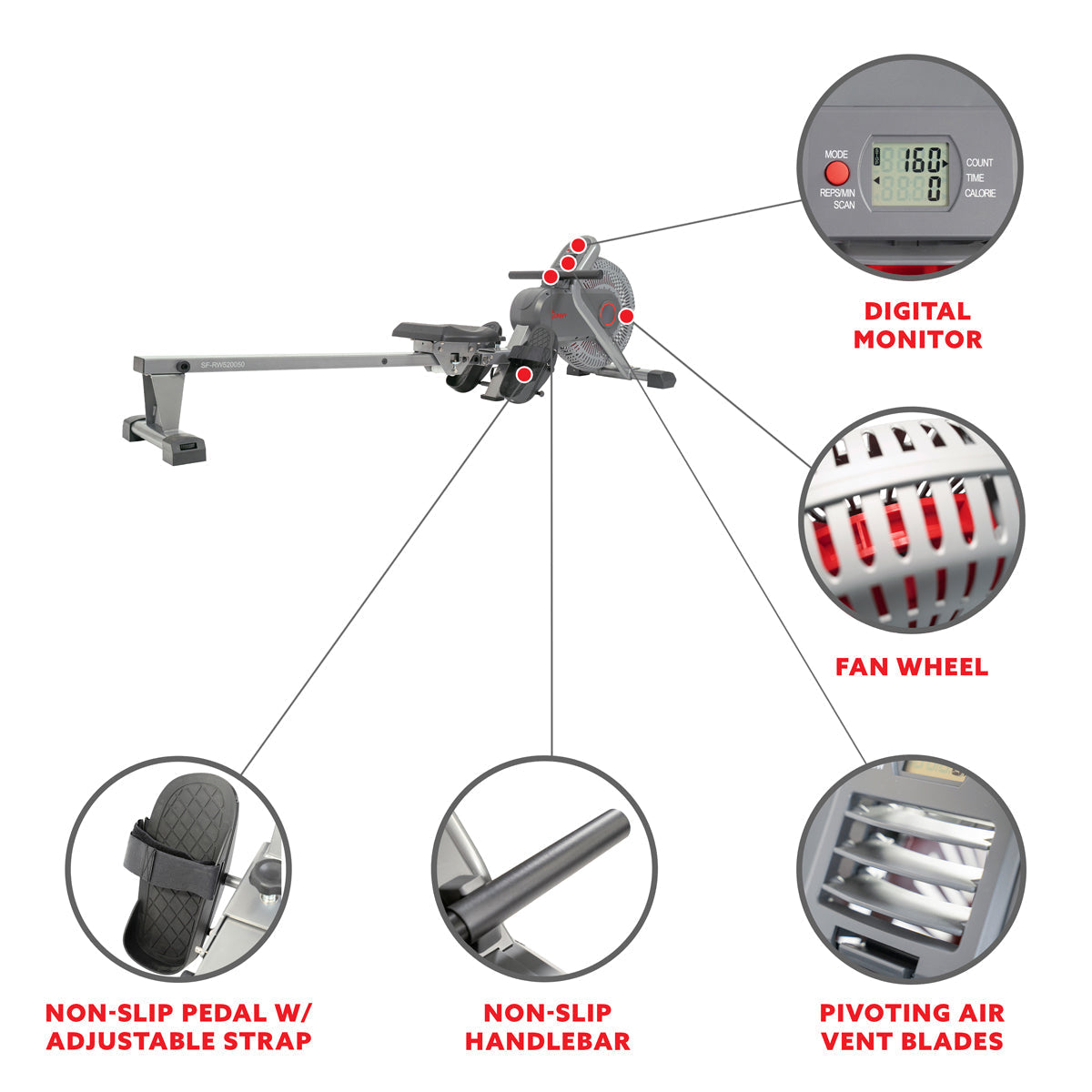 Air Fan Rowing Machine Ergometer
