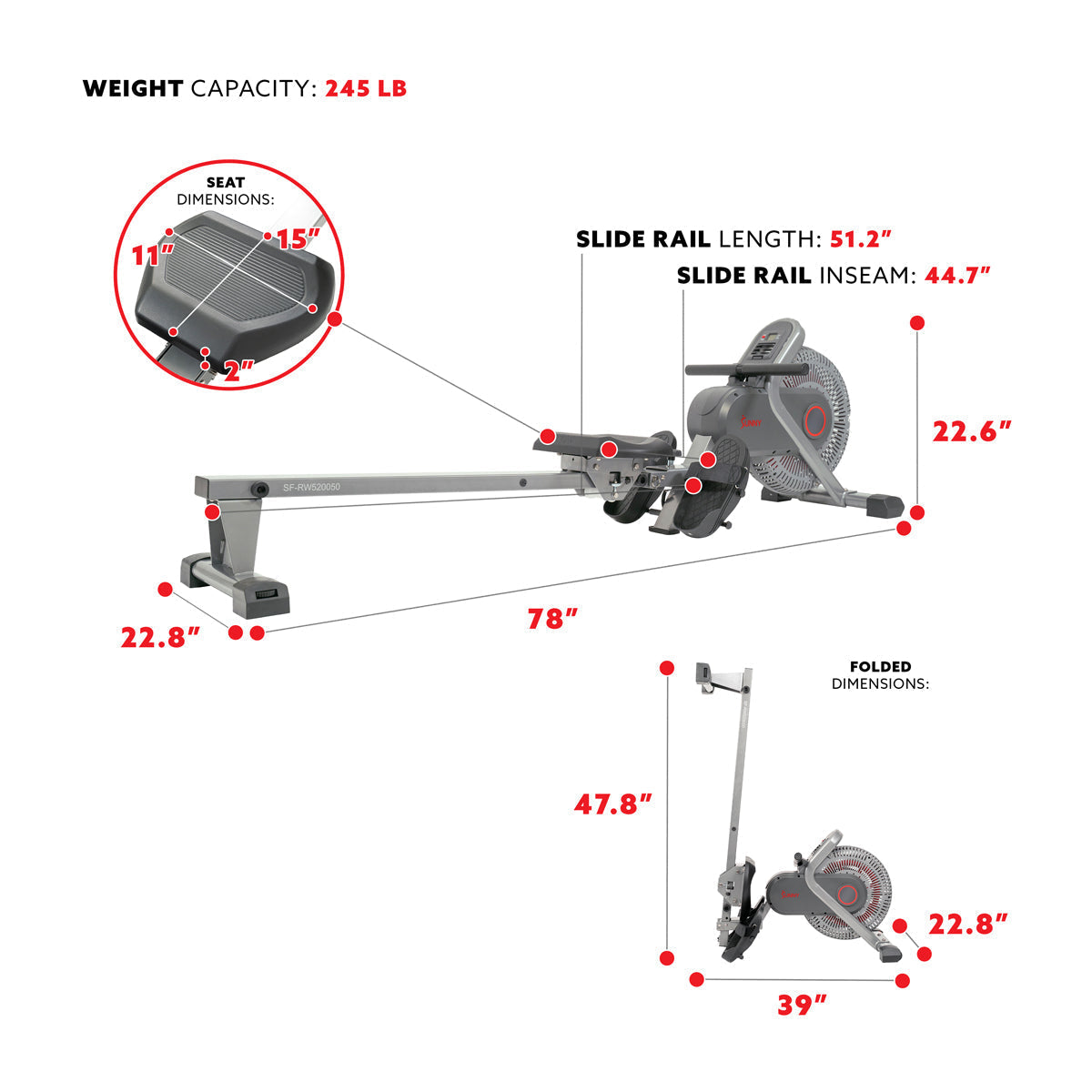 Air Fan Rowing Machine Ergometer