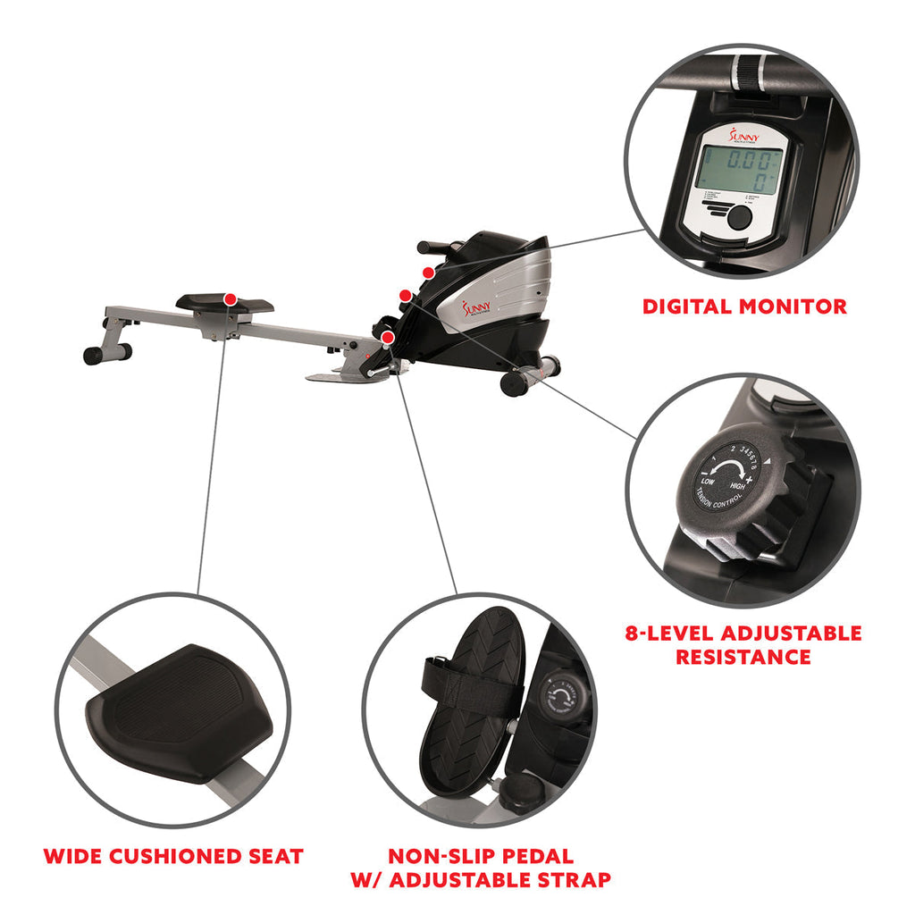 Dual Function Magnetic Rowing Machine Rower w/ LCD Monitor