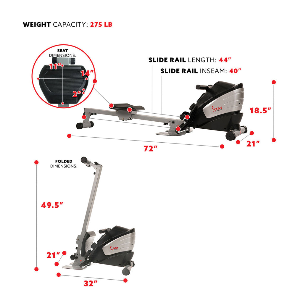 Dual Function Magnetic Rowing Machine Rower w/ LCD Monitor
