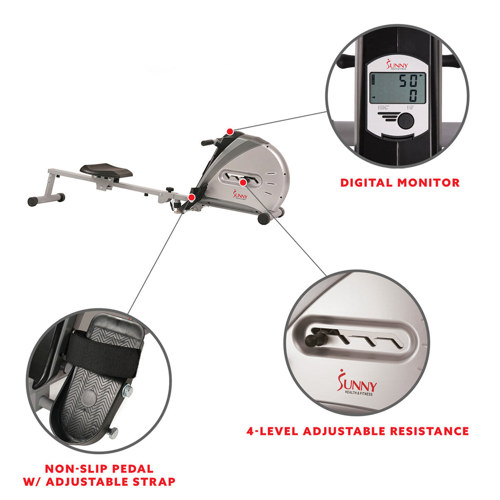 Elastic Cord Rowing Machine Rower w/ LCD Monitor