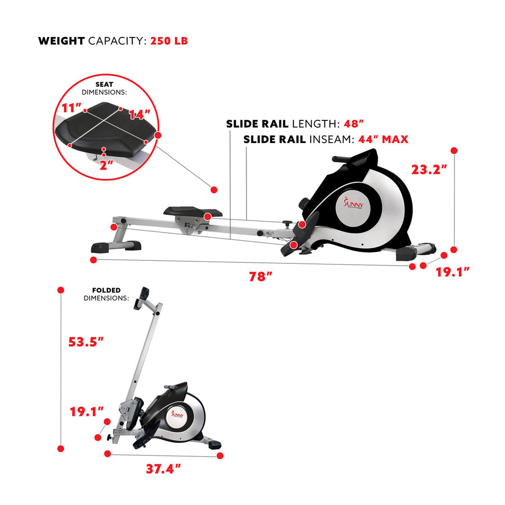 Magnetic Rowing Machine - Silver
