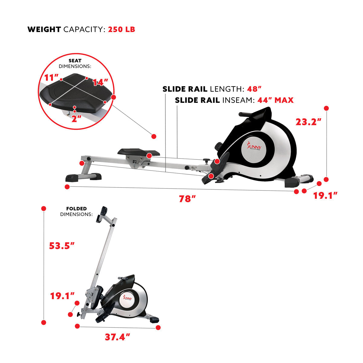 Magnetic Rowing Machine - Silver