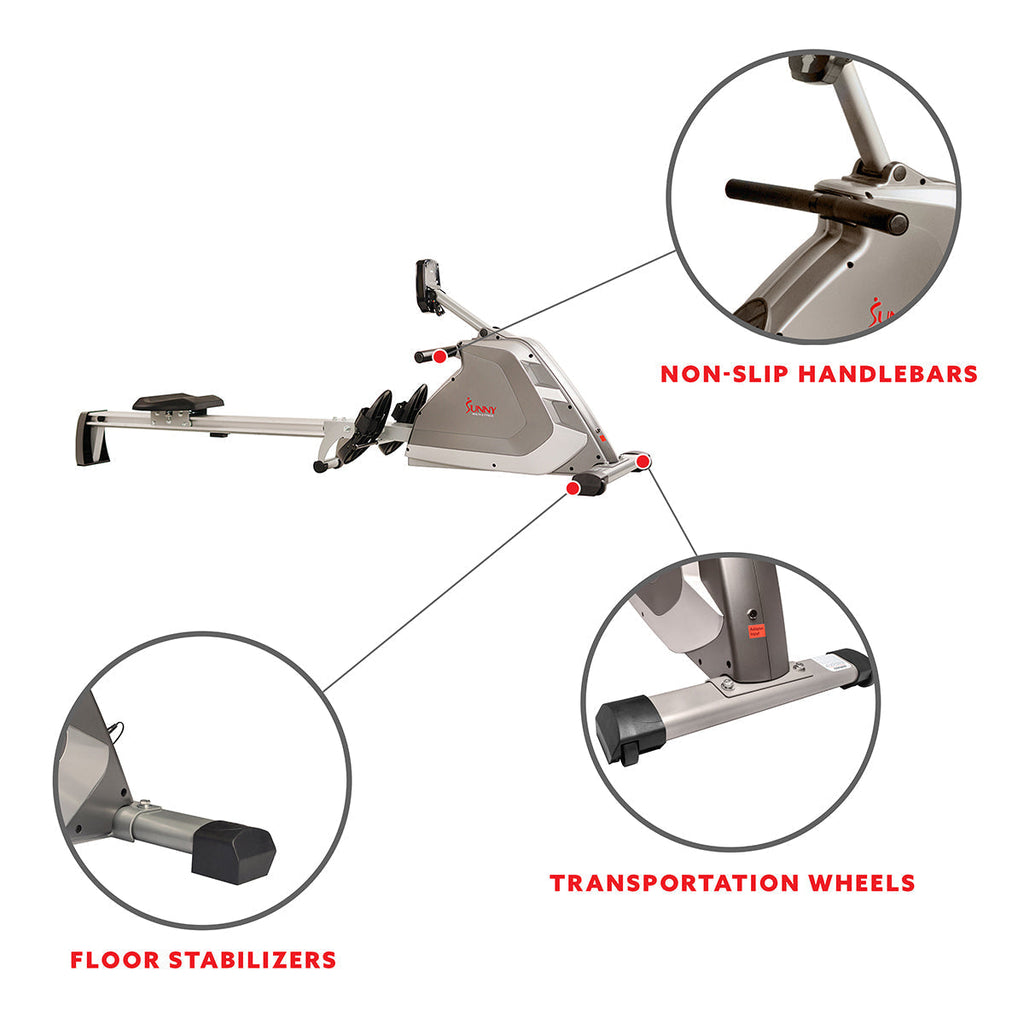 Magnetic Rowing Machine Rower w/ High Weight Capacity, Programmable Monitor