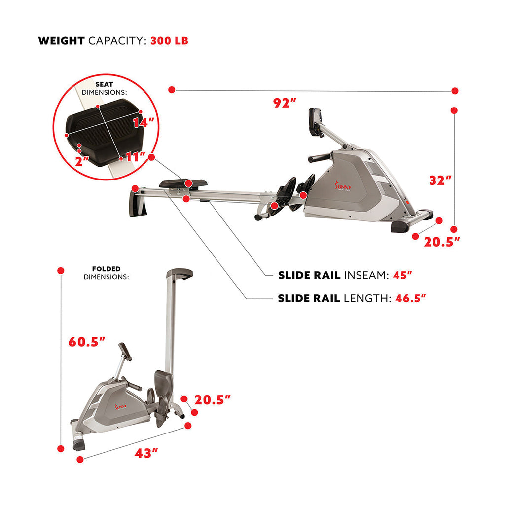 Magnetic Rowing Machine Rower w/ High Weight Capacity, Programmable Monitor