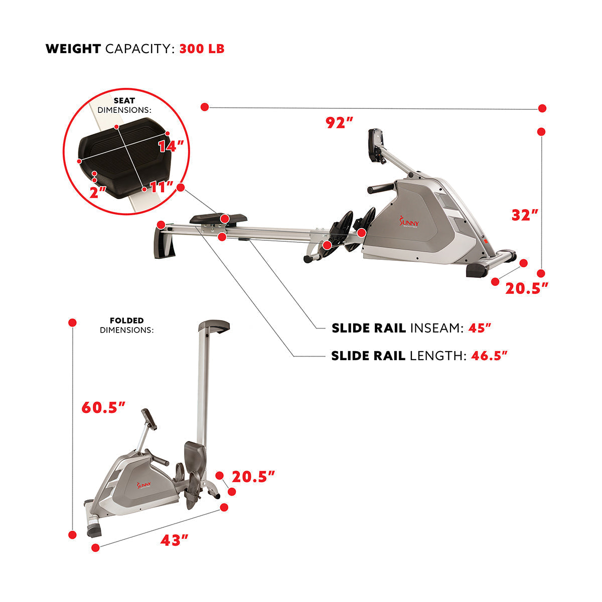 Magnetic Rowing Machine Rower w/ High Weight Capacity, Programmable Monitor