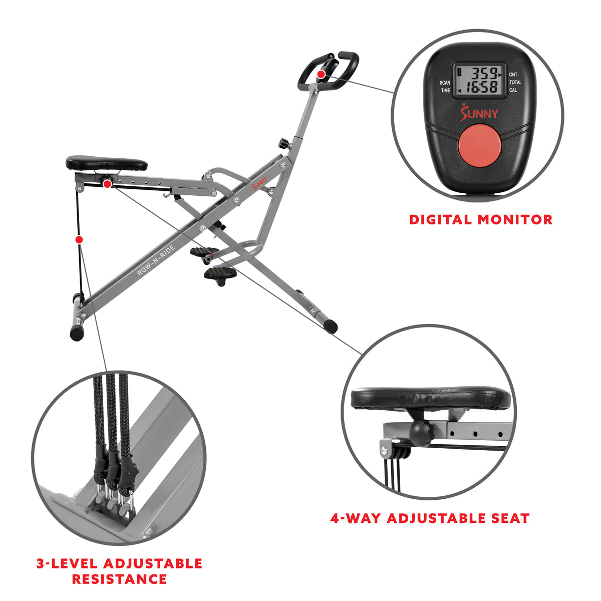 Upright Row-N-Ride™ Rowing Machine