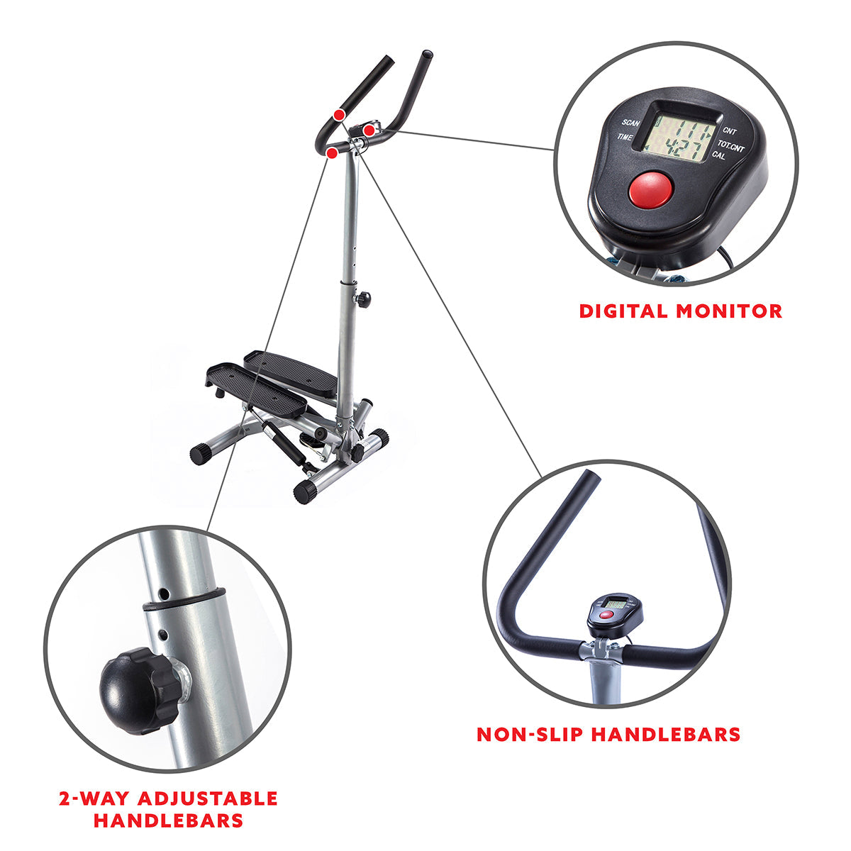 Twist Stepper Step Machine w/ Handlebar and LCD Monitor