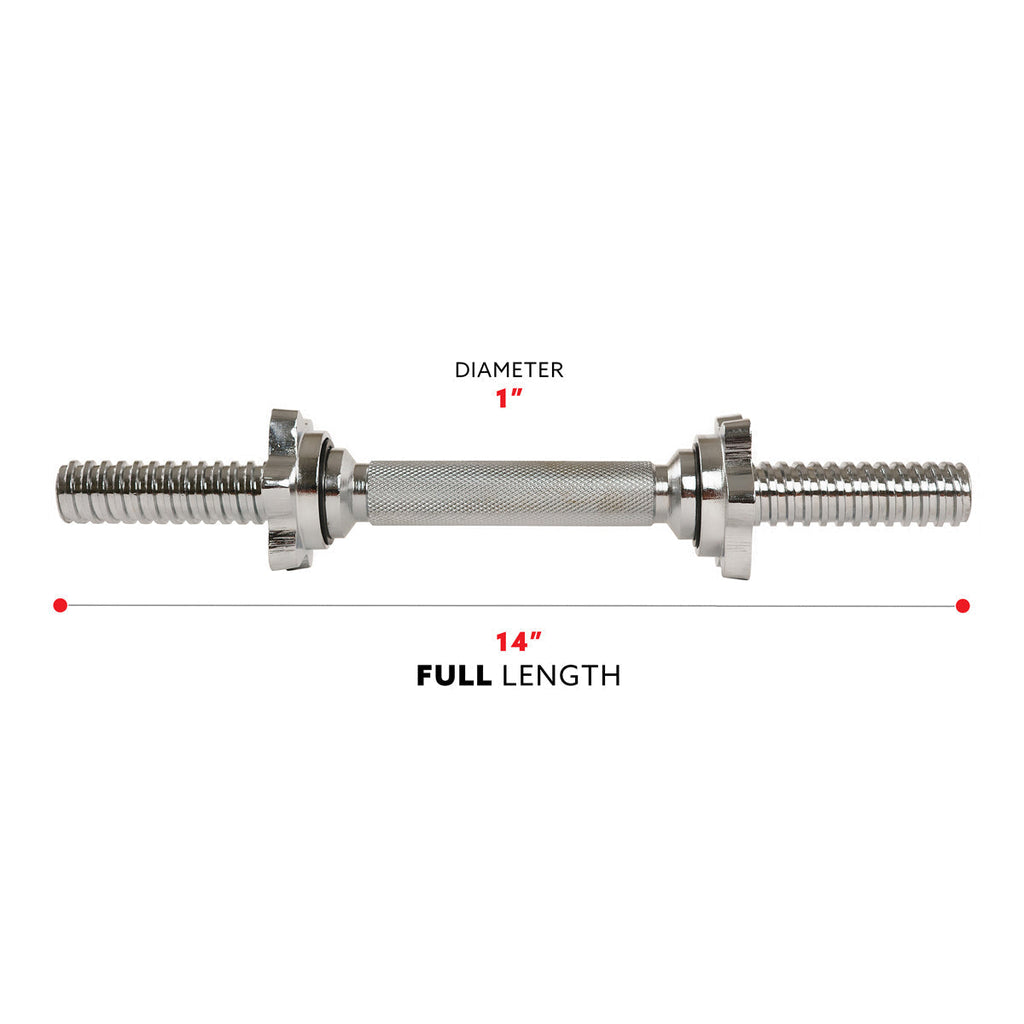 14 in Threaded Chrome Dumbbell Bar Pairs w/ Ring Collars