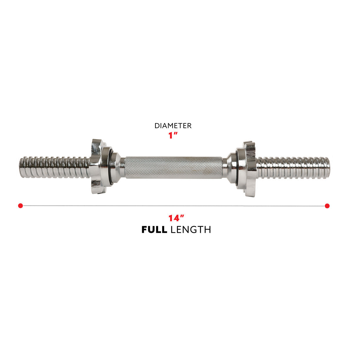14 in Threaded Chrome Dumbbell Bar Pairs w/ Ring Collars