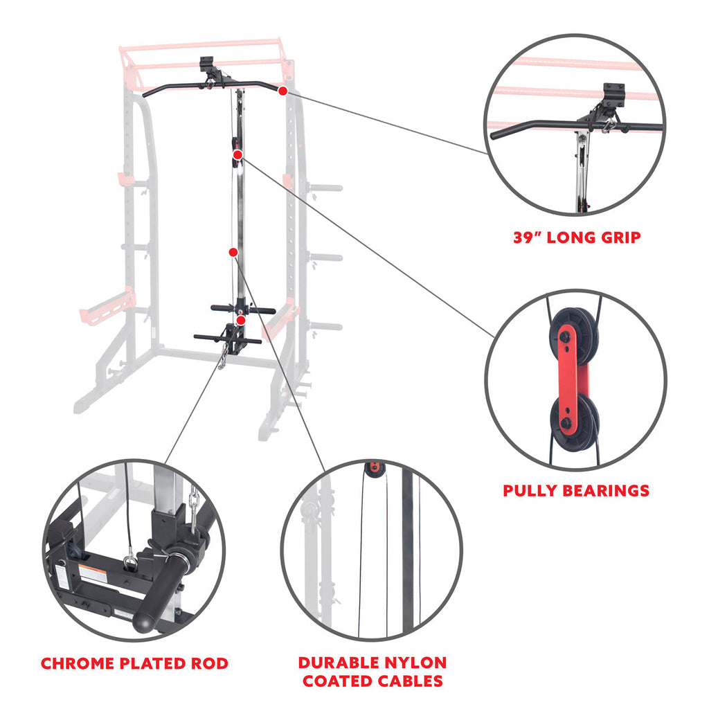 Lat Pull Down Attachment Pulley System for Power Racks