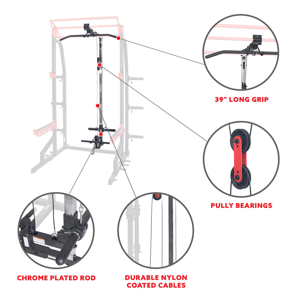 Lat Pull Down Attachment Pulley System for Power Racks