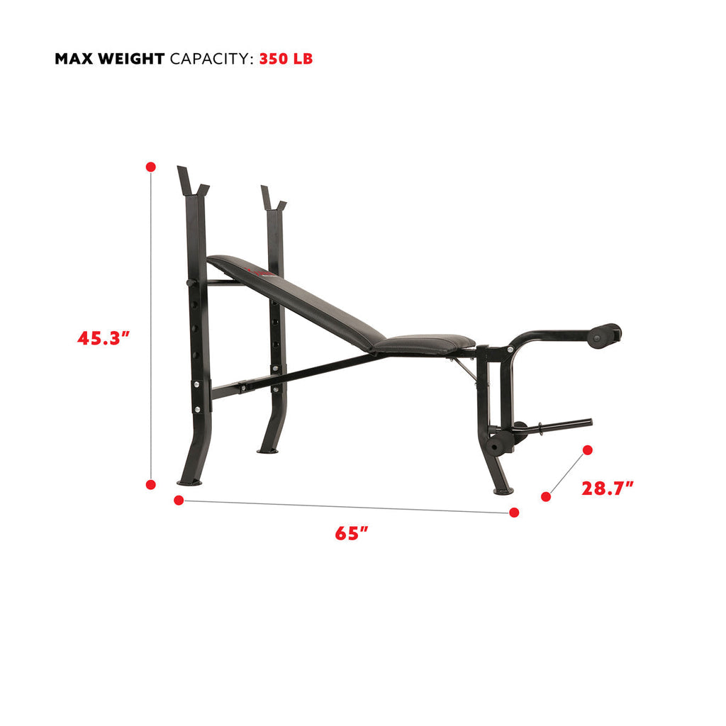Adjustable Weight Bench w/ Decline, Flat and Incline Training Positions and Leg Developer
