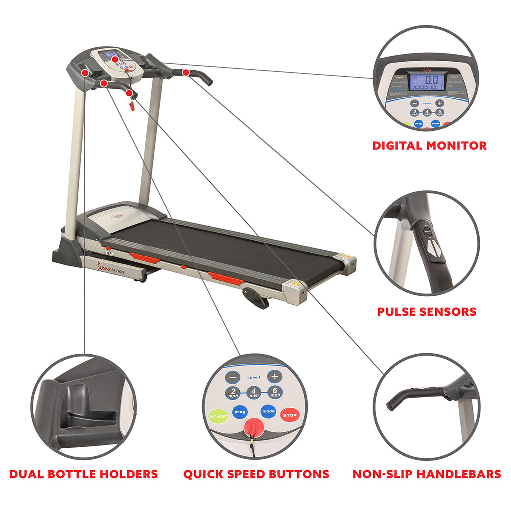 Electric Treadmill w/ 9 Programs, Manual Incline, Easy Handrail Controls & Preset Button Speeds