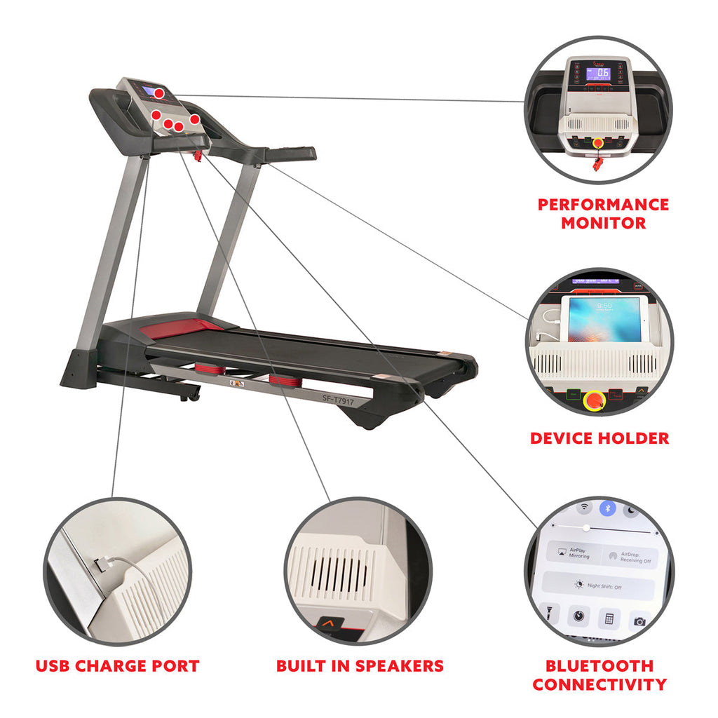 Electric Folding Treadmill with Heart Rate Monitoring, Bluetooth Speakers and USB Charging Function