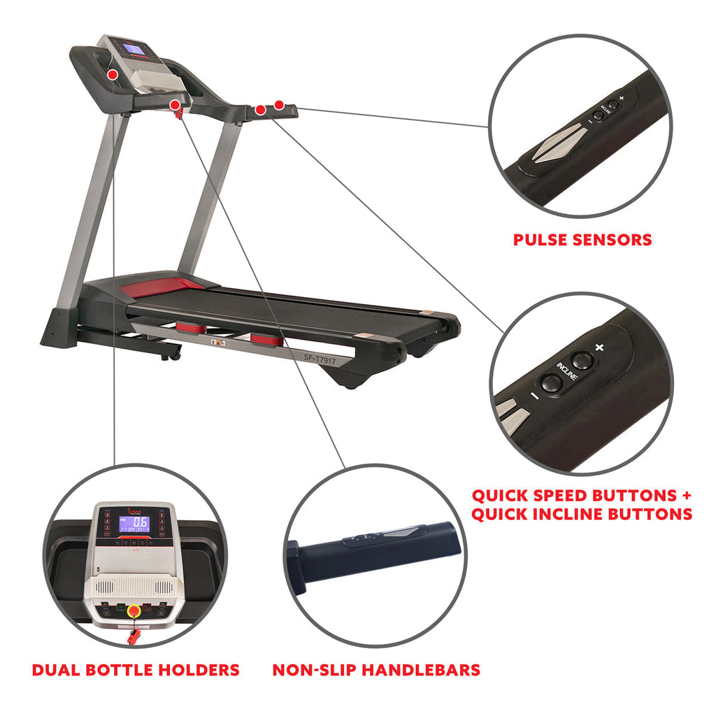 Electric Folding Treadmill with Heart Rate Monitoring, Bluetooth Speakers and USB Charging Function