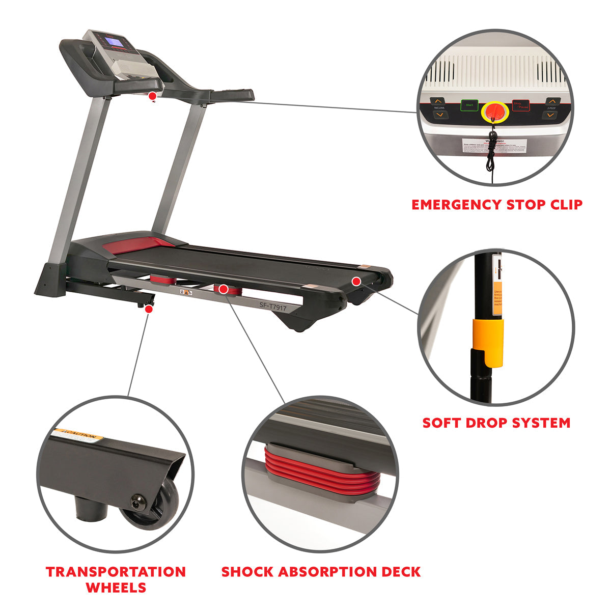 Electric Folding Treadmill with Heart Rate Monitoring, Bluetooth Speakers and USB Charging Function