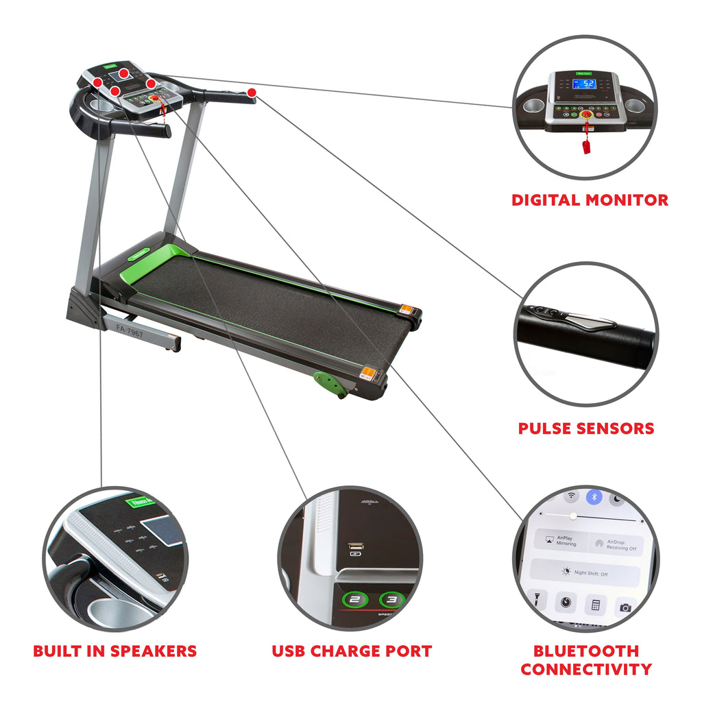 Fitness Avenue Manual Incline Treadmill with Bluetooth Speakers by Sunny Health & Fitness
