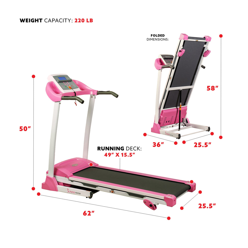 Pink Treadmill w/ Manual Incline and LCD Display