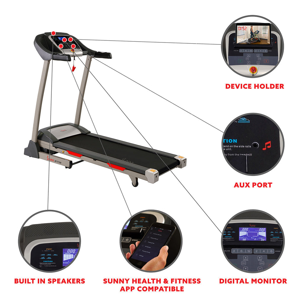 Portable Treadmill w/ Auto Incline, LCD, Smart APP and Shock Absorber