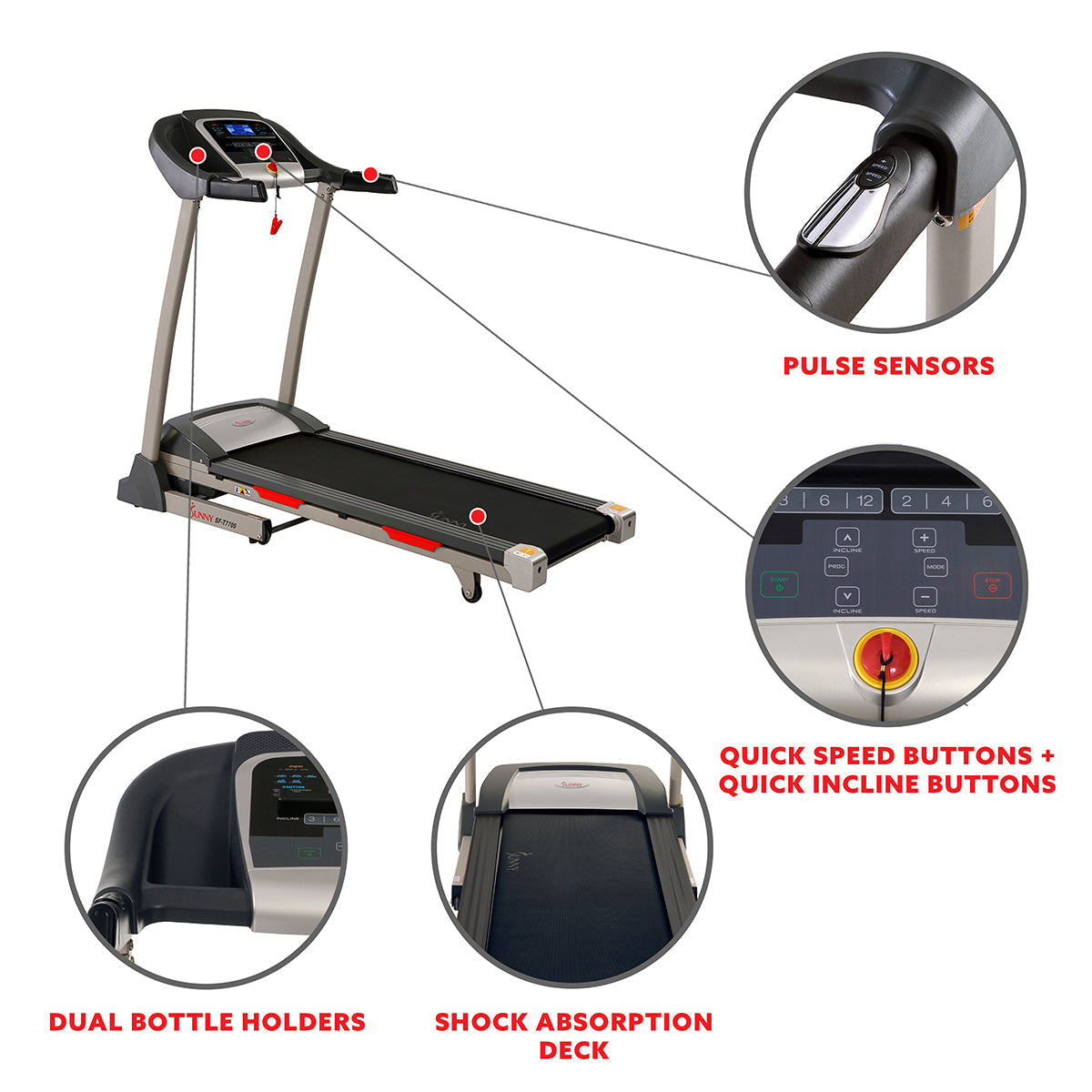 Portable Treadmill w/ Auto Incline, LCD, Smart APP and Shock Absorber