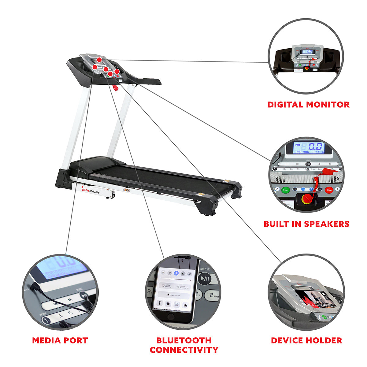 Smart Treadmill w/  Auto Incline, Sound System, Bluetooth and Phone Function