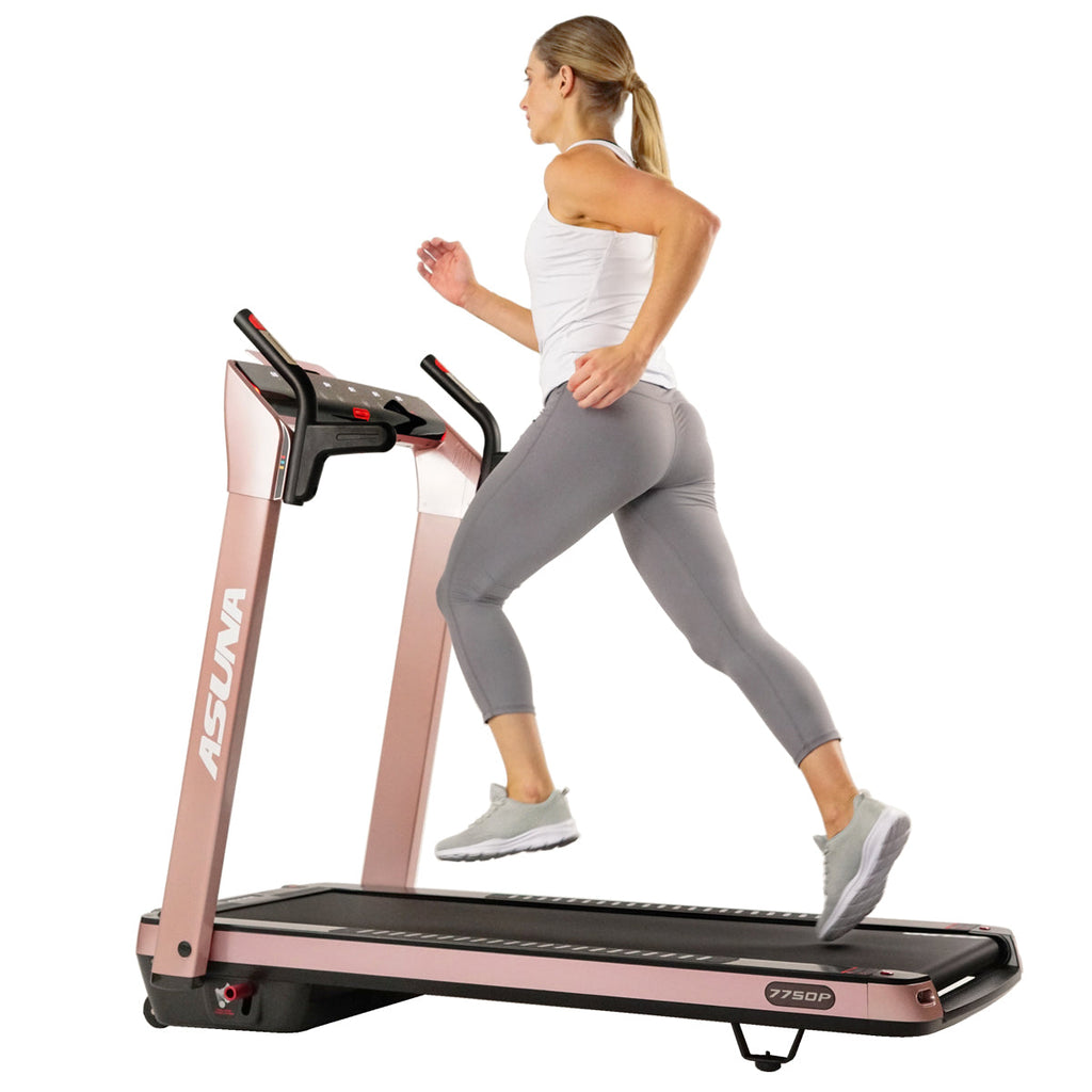 SpaceFlex Running Treadmill w/ Auto Incline, Foldable Wide Deck - Pink