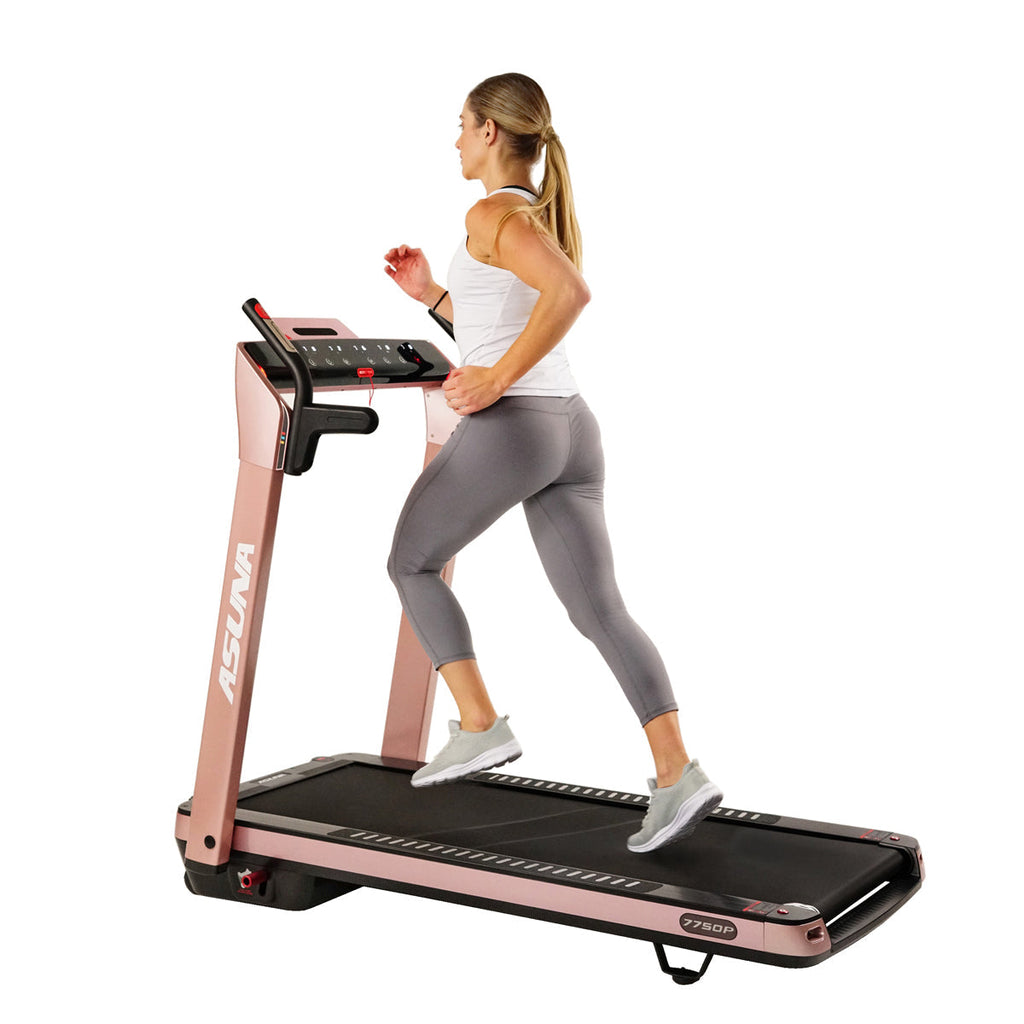 SpaceFlex Running Treadmill w/ Auto Incline, Foldable Wide Deck - Pink