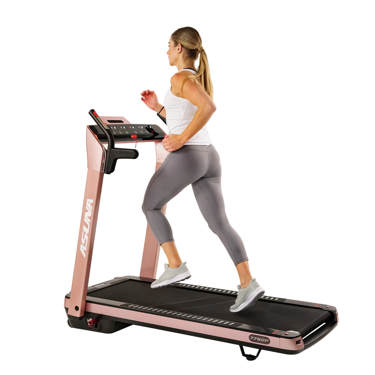 SpaceFlex Running Treadmill w/ Auto Incline, Foldable Wide Deck - Pink